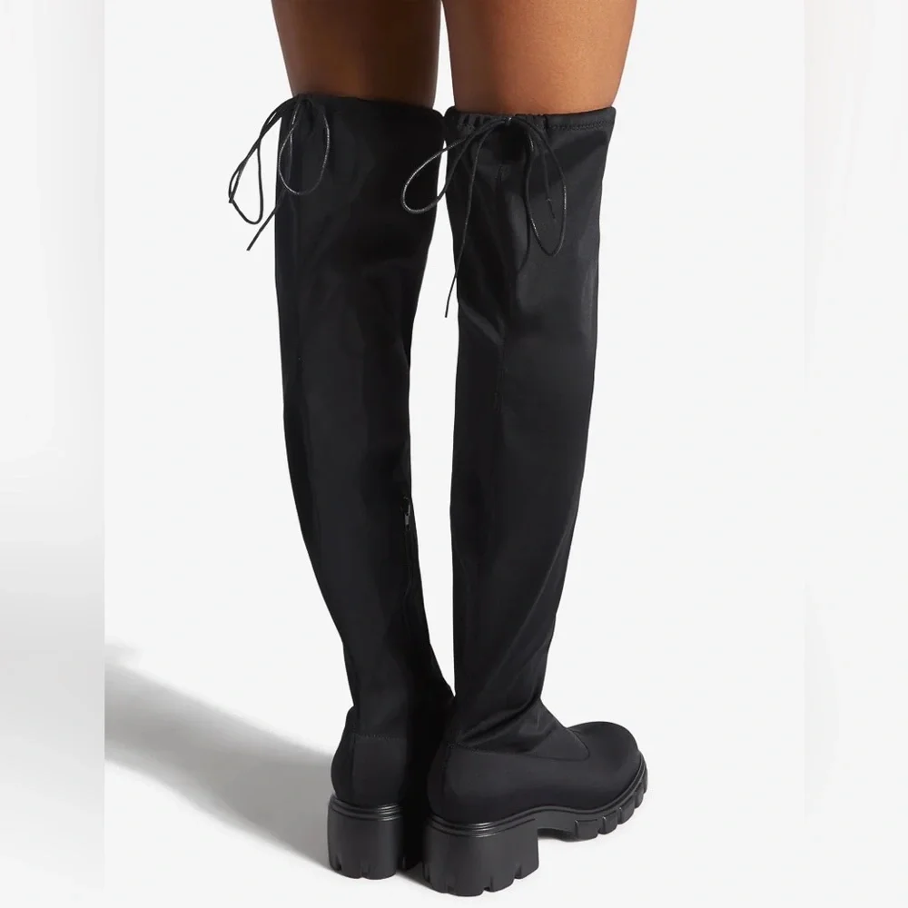 NIB Tall Black Block Heel Boots - Picture 3 of 4